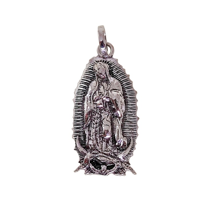 Colgante Virgen de Guadalupe de Plata de ley envejecida