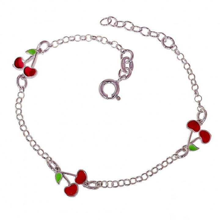 Pulsera infantil cerezas de Plata de ley 925 1