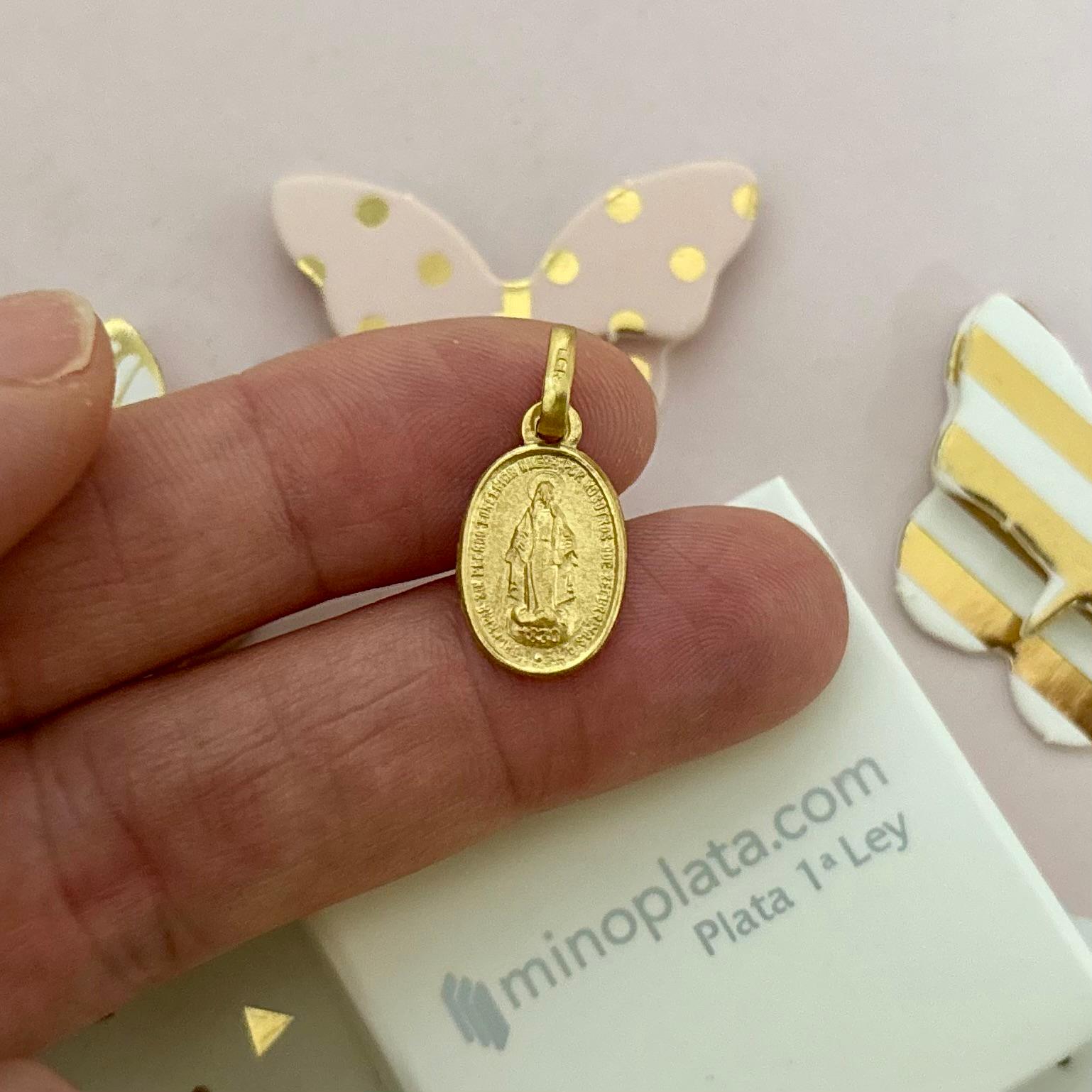 Medalla Virgen Milagrosa de Plata de ley chapada en Oro 11x18mm 1