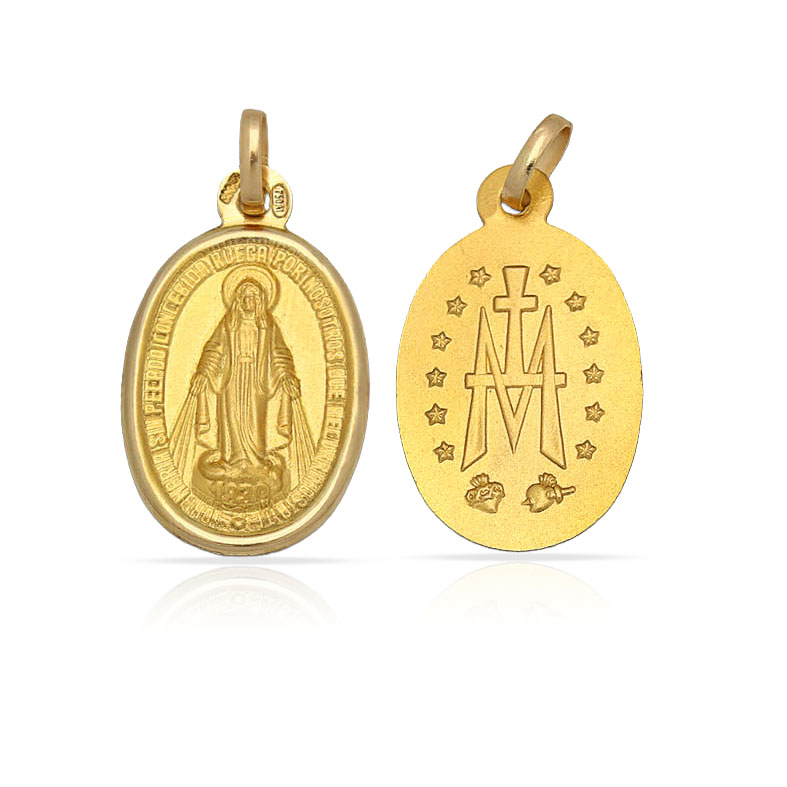 Medalla Virgen Milagrosa de Plata de ley chapada en Oro 11x18mm