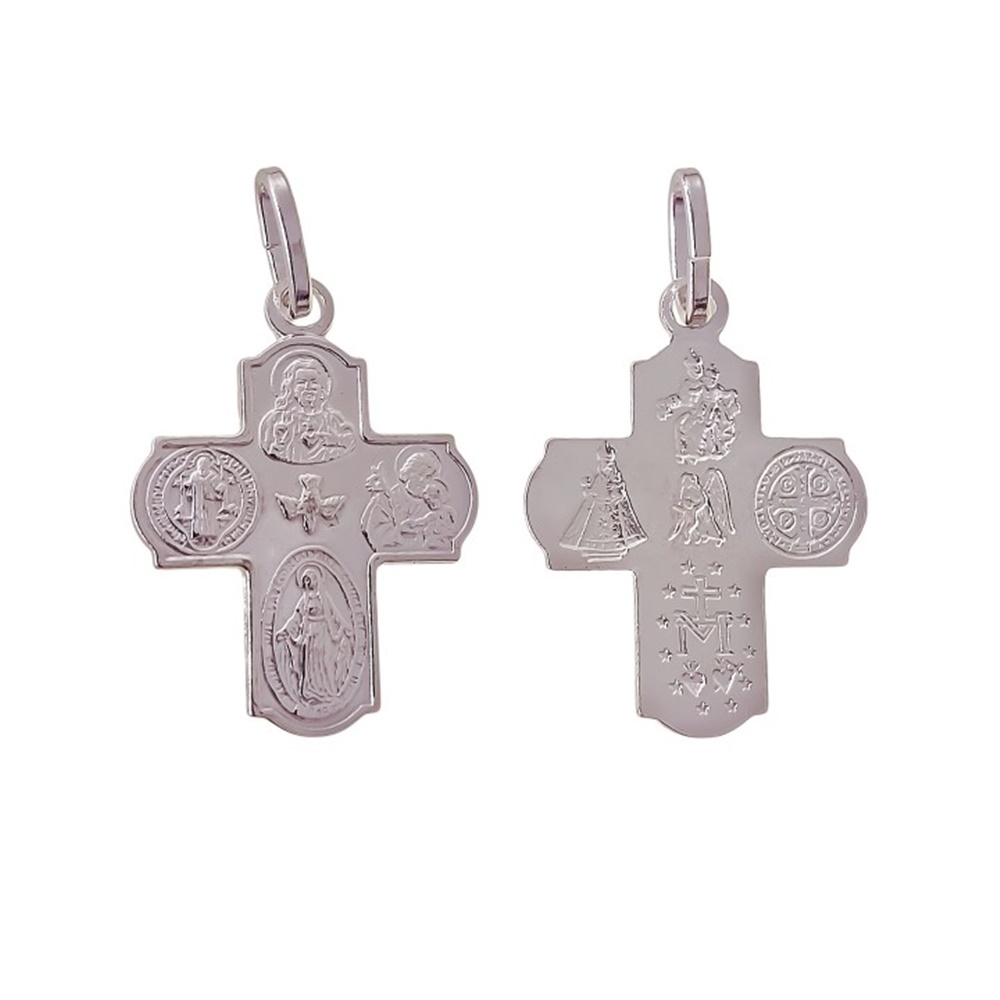 Cruz Amuleto Cuatro Vías de Plata de ley 20mm x 16mm 1
