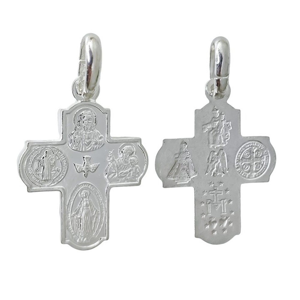Colgante Crucifijo Cuatro Vías de Plata de ley 925 24mm x 21mm_1