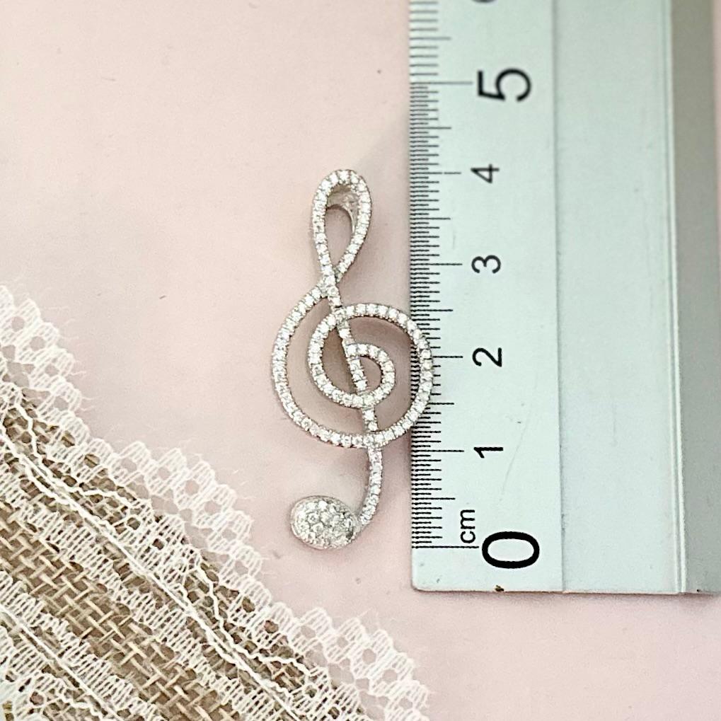 Colgante Clave de Sol música en Plata rodiada y Circonitas 40mm x 17mm 3