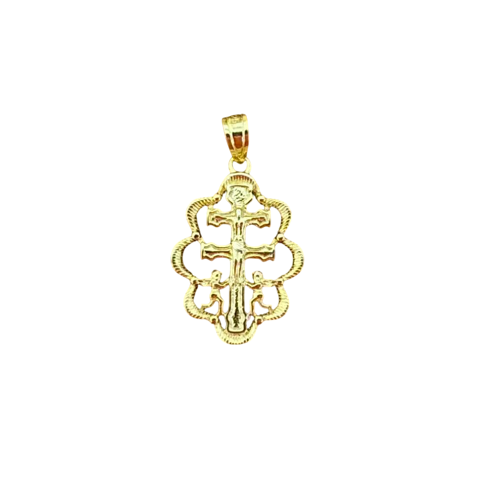 Medalla Cruz de Caravaca de Plata de ley bañada en Oro 20mm x 15mm