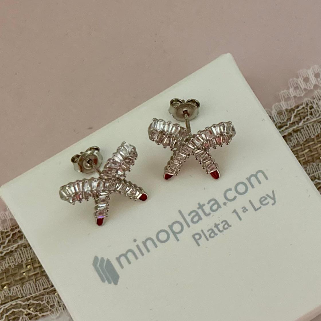 Pendientes lazo de Plata de ley rodiada con Circonitas 3