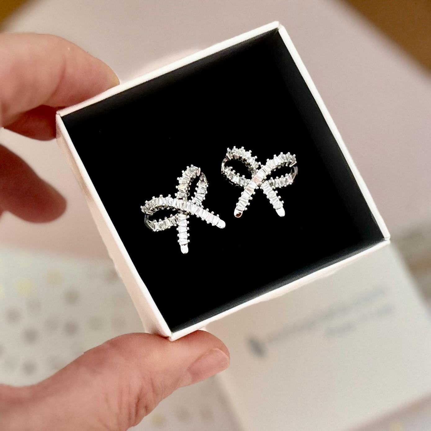 Pendientes lazo de Plata de ley rodiada con Circonitas 2