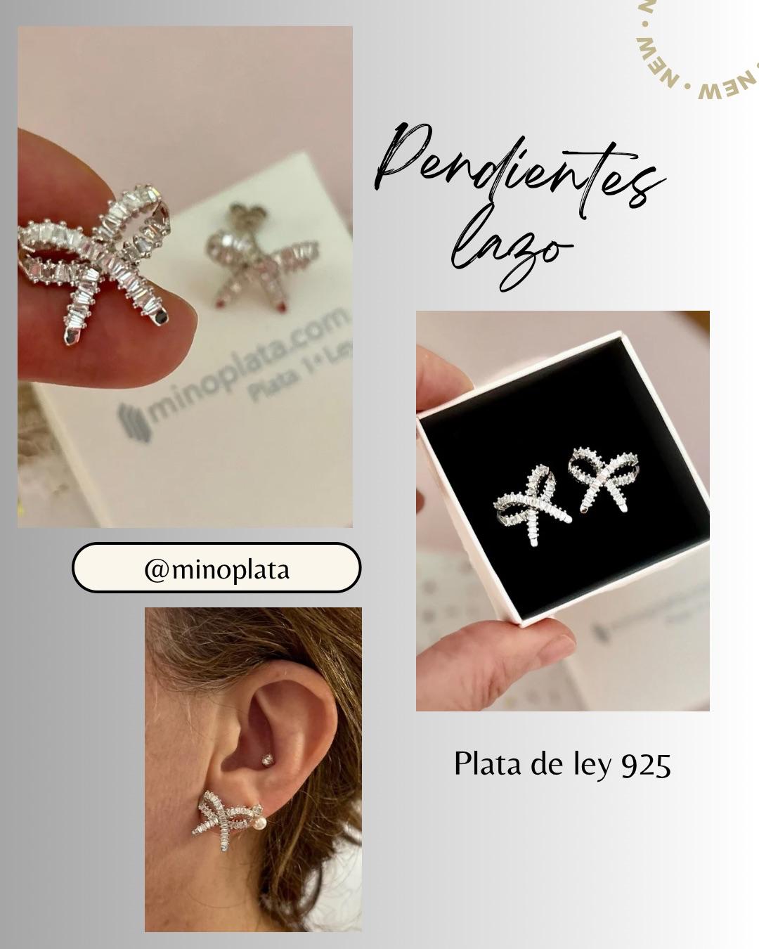 Pendientes lazo de Plata de ley rodiada con Circonitas 5