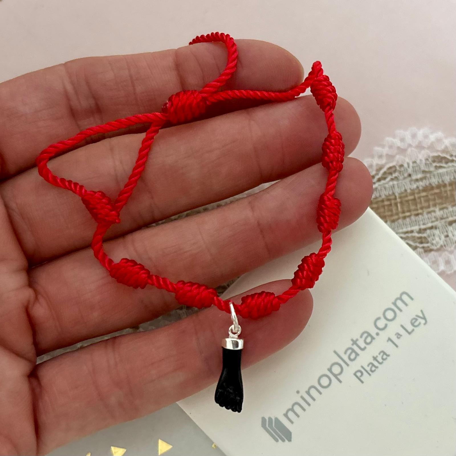 Pulsera roja siete nudos ajustable con medalla de Plata de ley 925 5