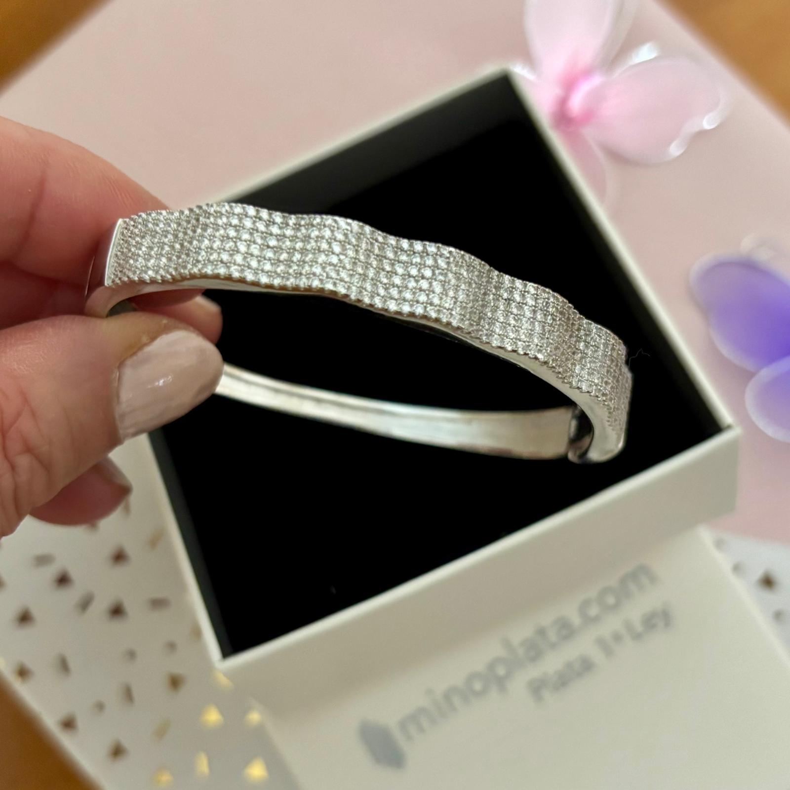 Pulsera brazalete de fiesta en Plata rodiada con Circonitas 4