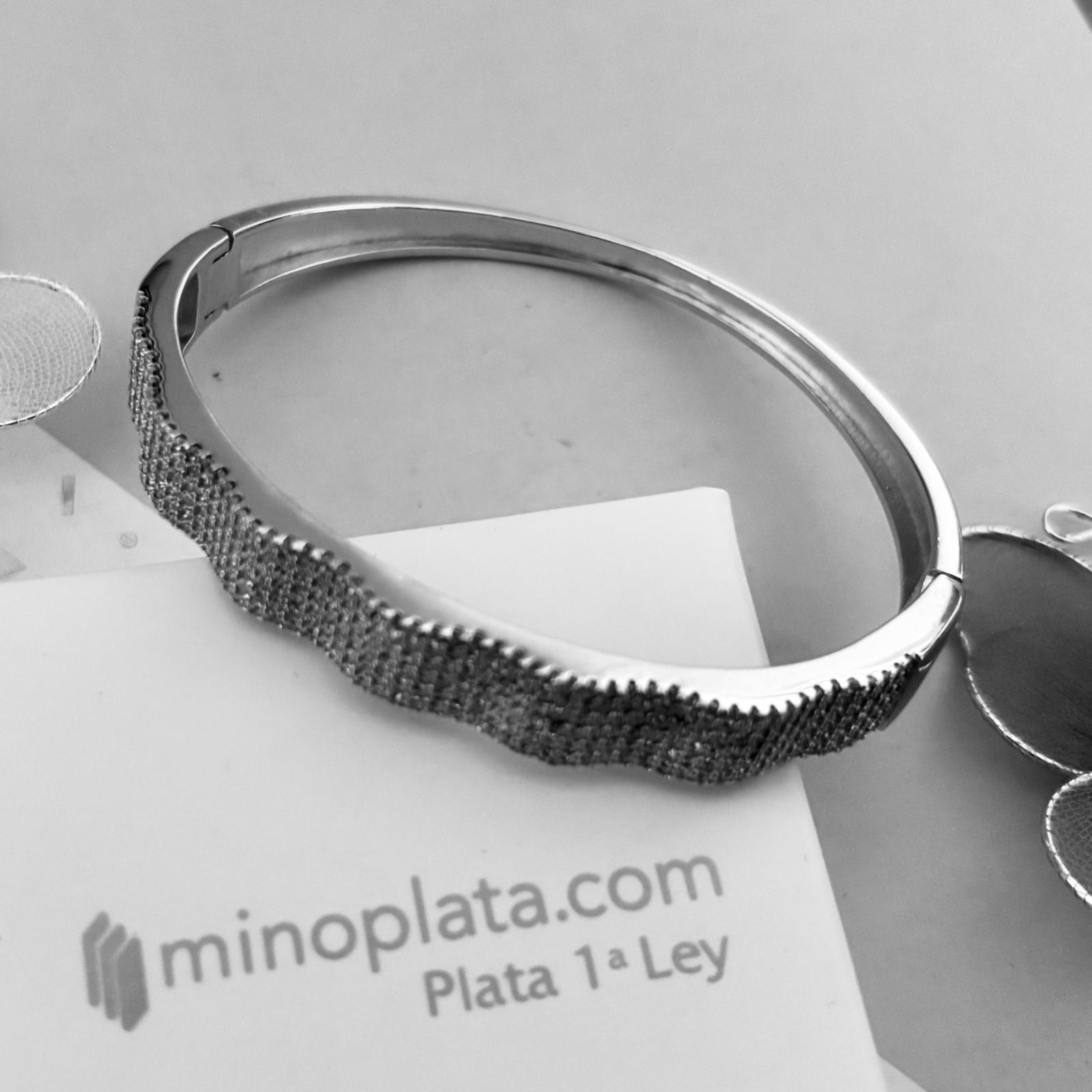 Pulsera brazalete de fiesta en Plata rodiada con Circonitas 6
