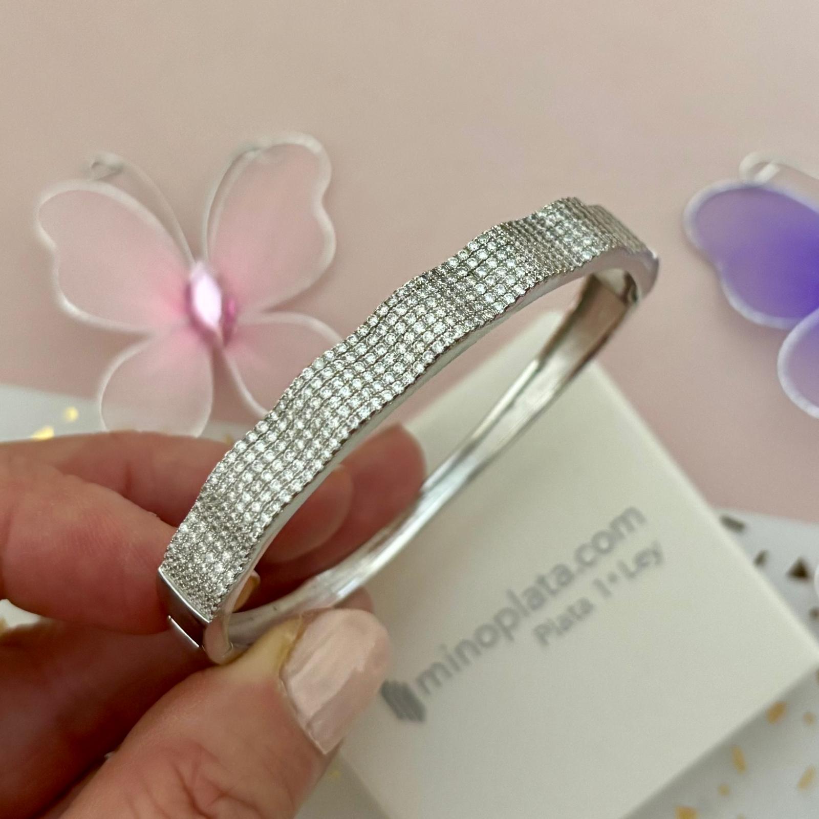 Pulsera brazalete de fiesta en Plata rodiada con Circonitas 3