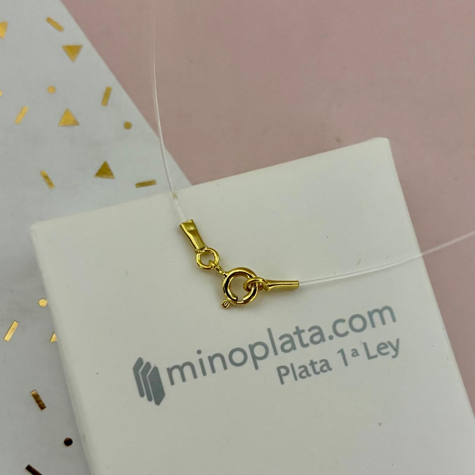 Gargantilla transparente hilo sedal 40cm con cierre de Plata chapada en Oro 3
