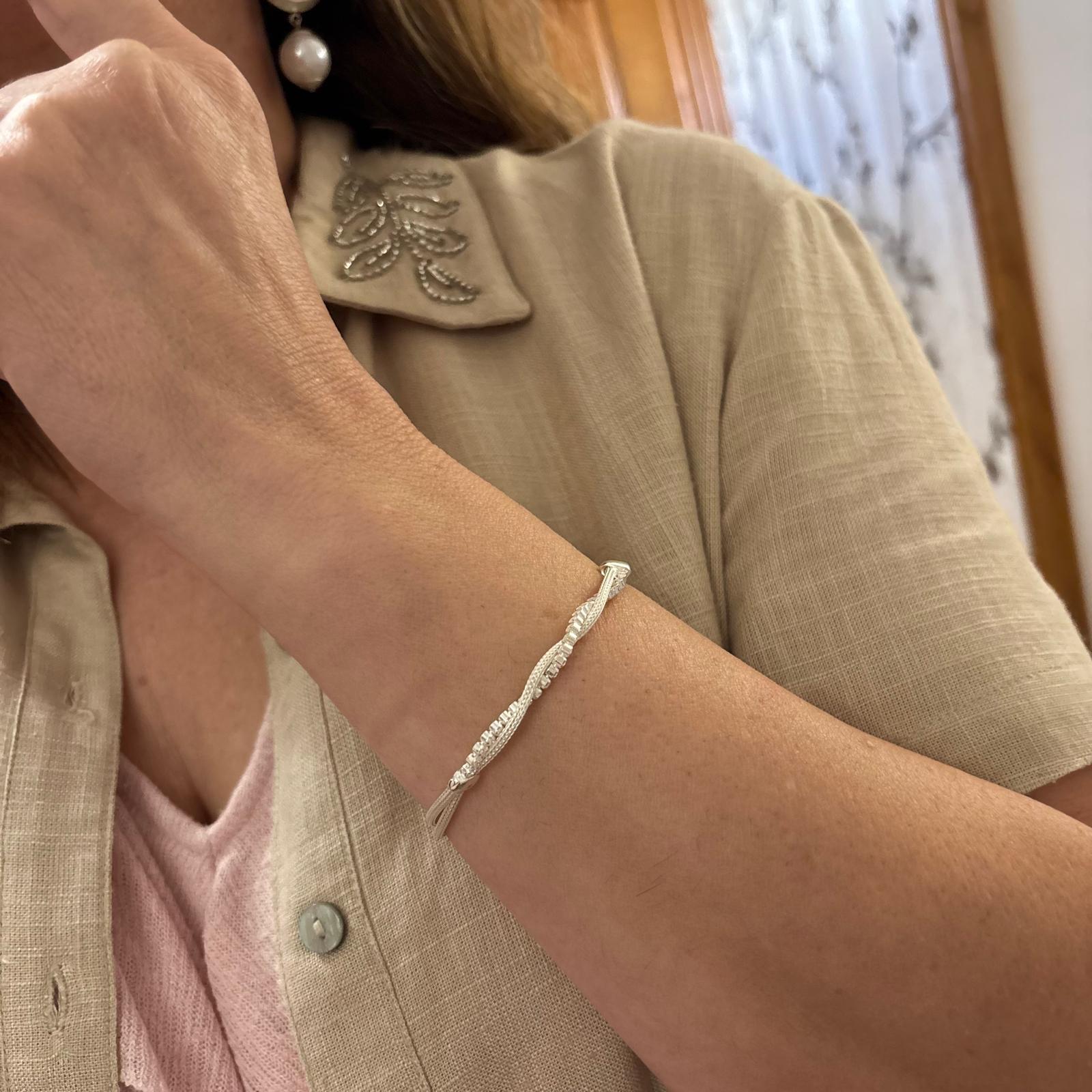 Pulsera doble cadena con Circonitas de Plata de ley 925