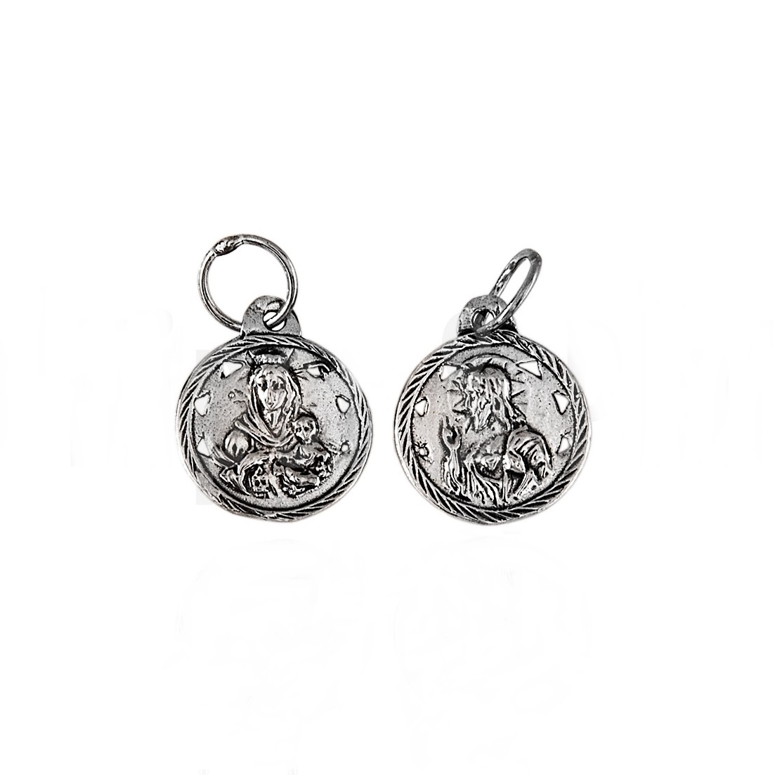 Medalla escapulario de Plata de ley Virgen del Carmen y Sagrado Corazón 1