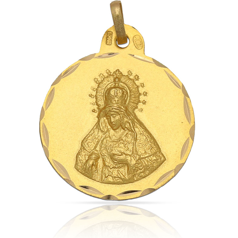 Medalla Virgen Macarena 19mm de Plata de ley chapada en Oro