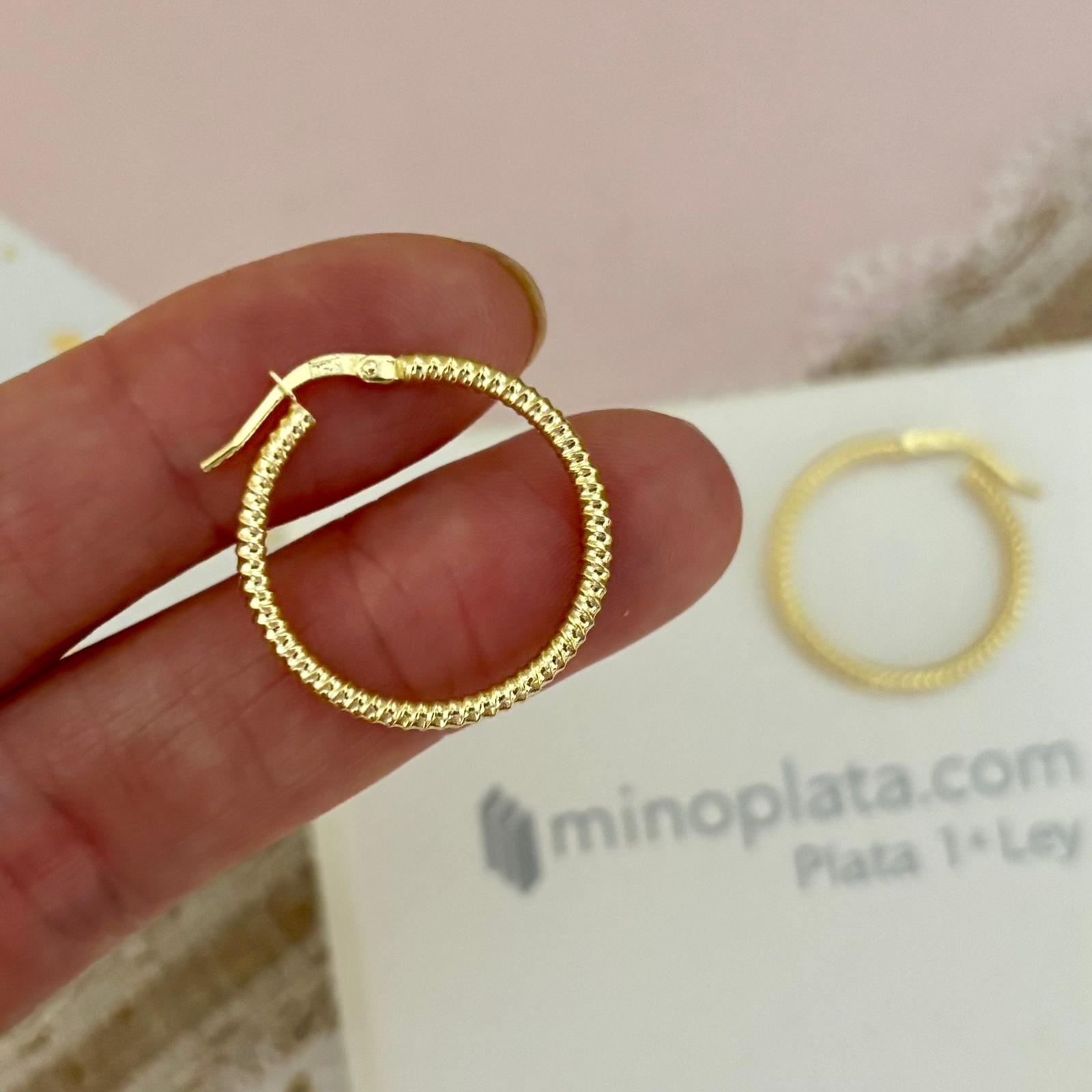 Aros tallados de Plata de ley chapada en Oro 20mm_1