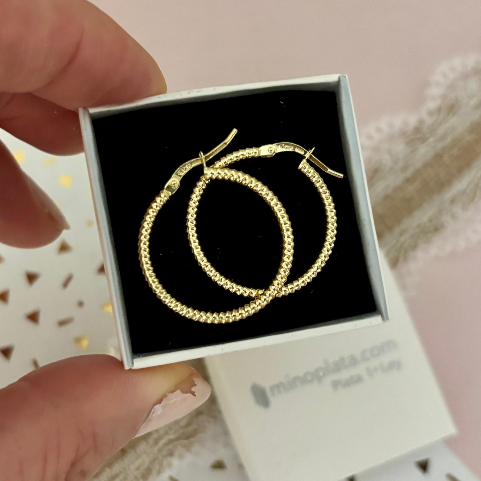 Aros tallados de Plata de ley chapada en Oro 20mm 5