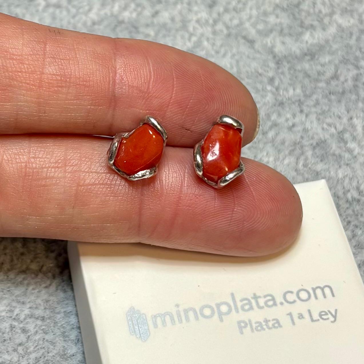 Pendientes de Coral en Plata de ley rodiada_1