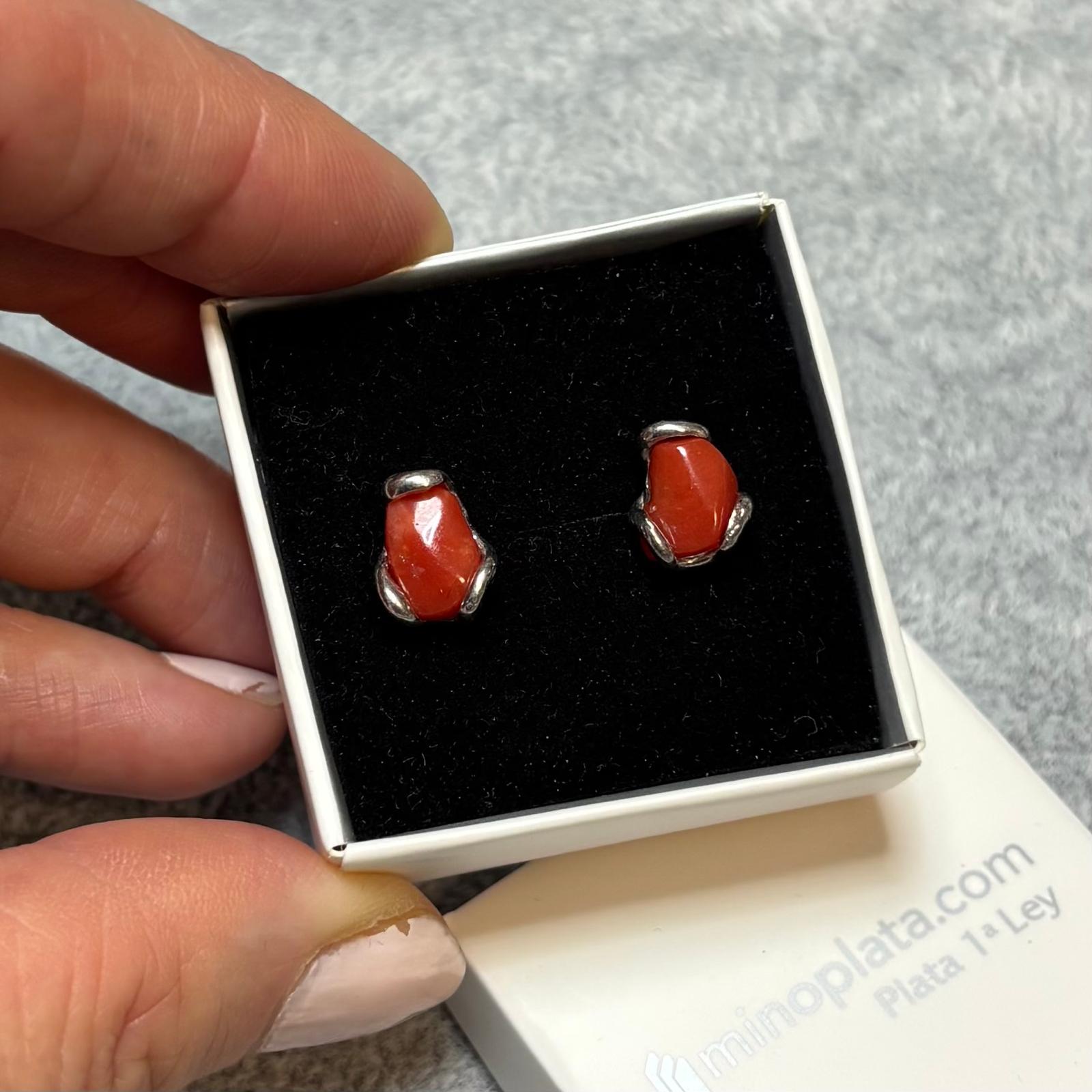 Pendientes de Coral en Plata de ley rodiada 3