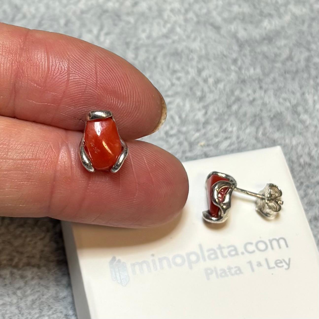 Pendientes de Coral en Plata de ley rodiada 4