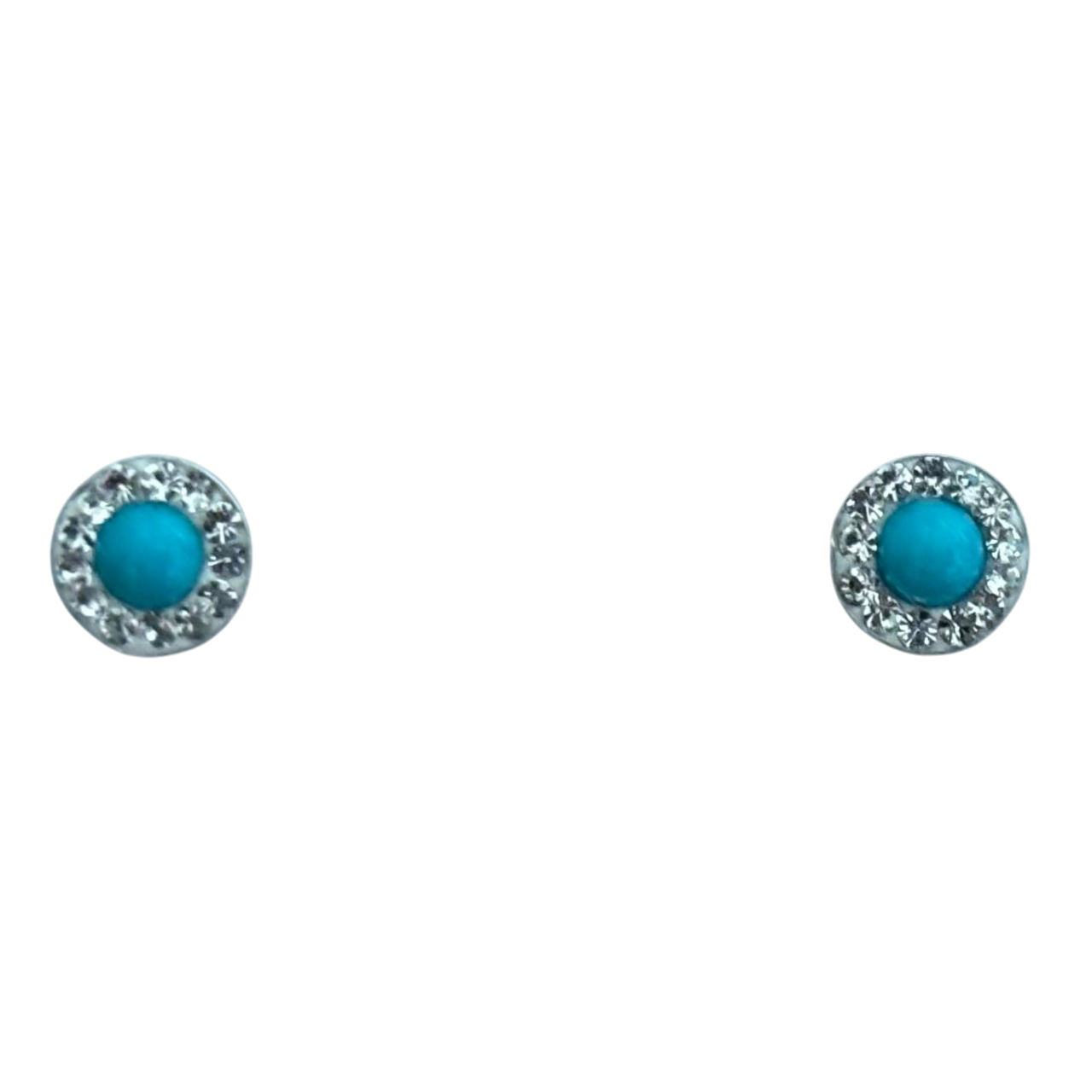 Pendientes de Plata de ley tallada con perlita color turquesa 5mm