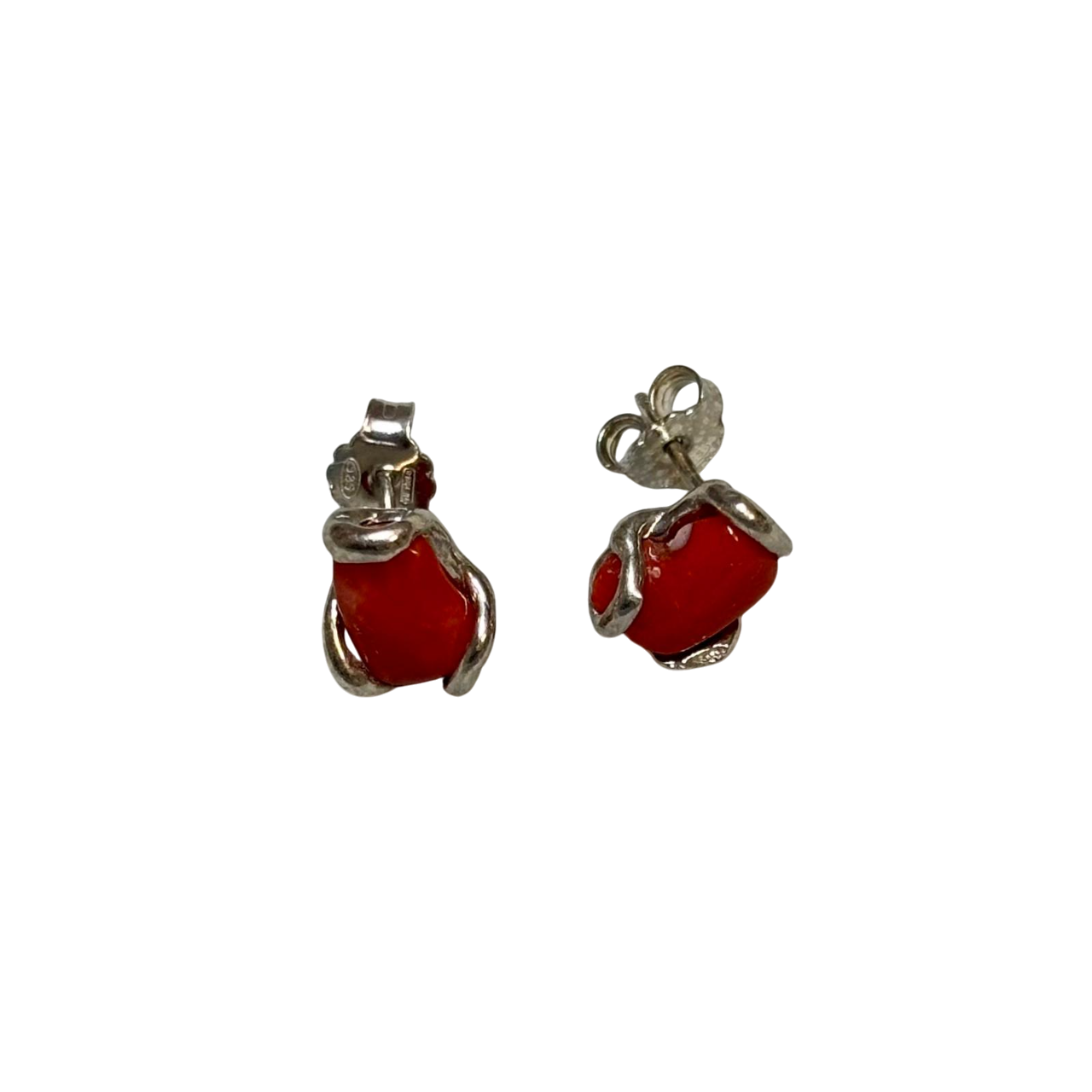 Pendientes de Coral en Plata de ley rodiada