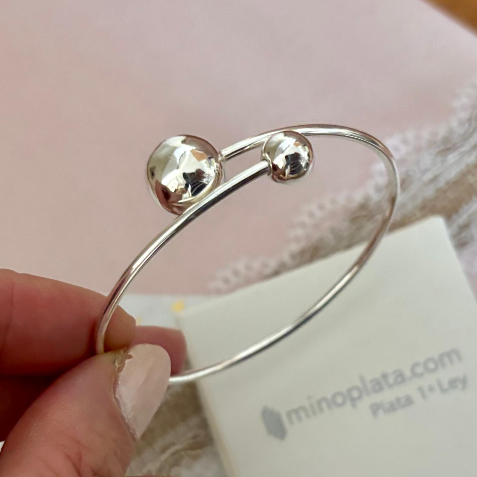 Pulsera rígida bolas de Plata de ley 5
