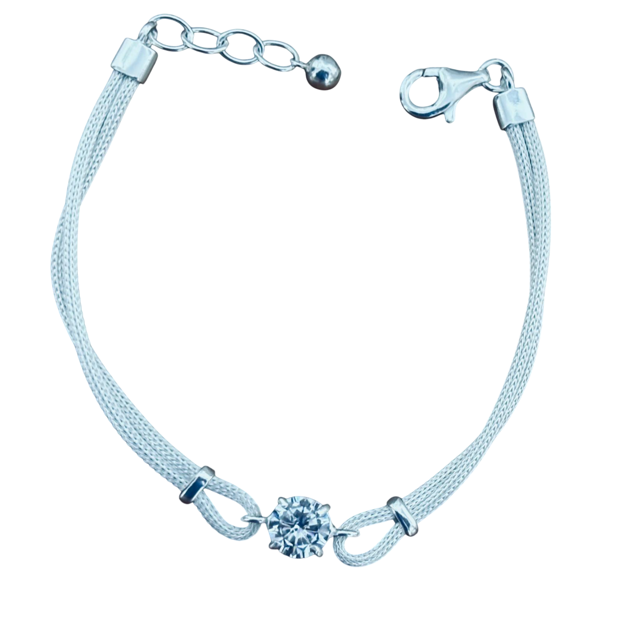 Pulsera cadena doble punto de luz central Circonita