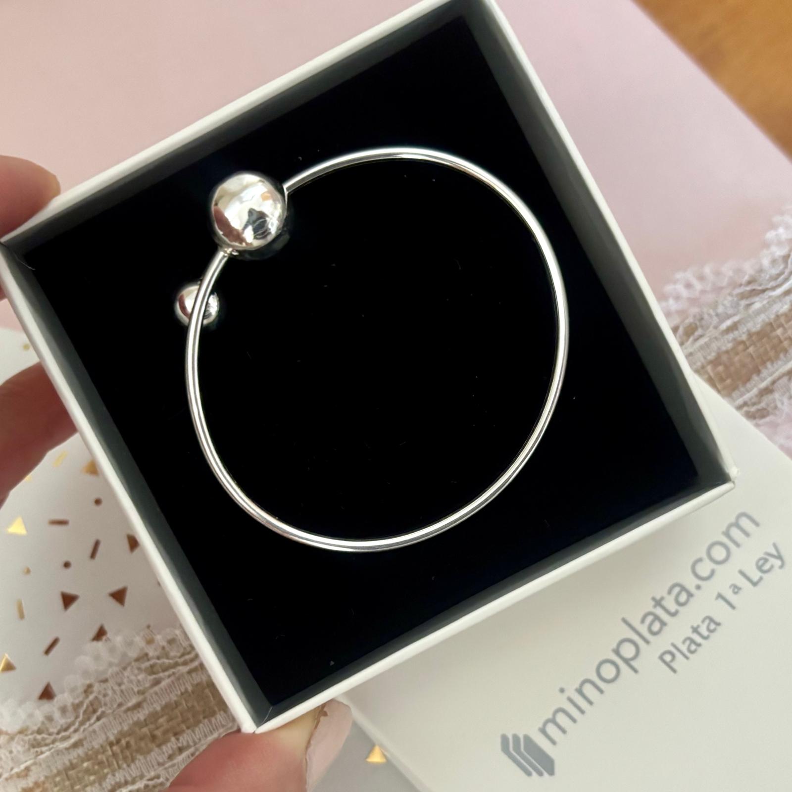 Pulsera rígida bolas de Plata de ley 6