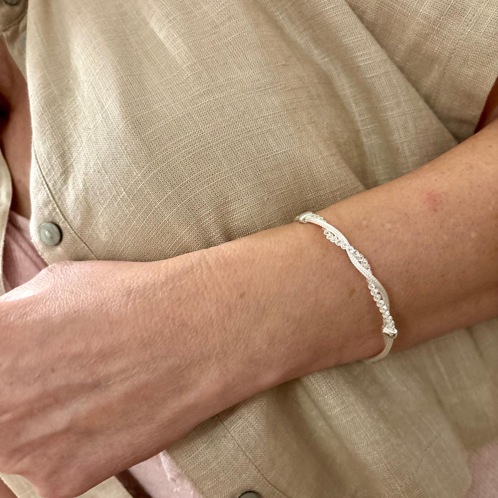Pulsera doble cadena con Circonitas de Plata de ley 925 4