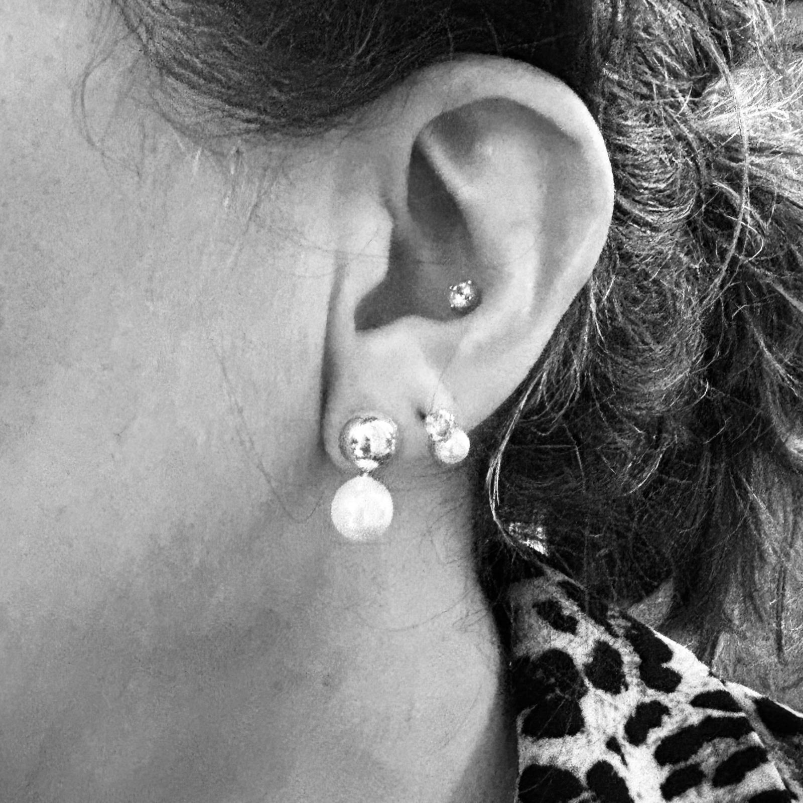 Pendientes media bola de Plata de ley 925 con Perlas cultivadas de 8mm 6