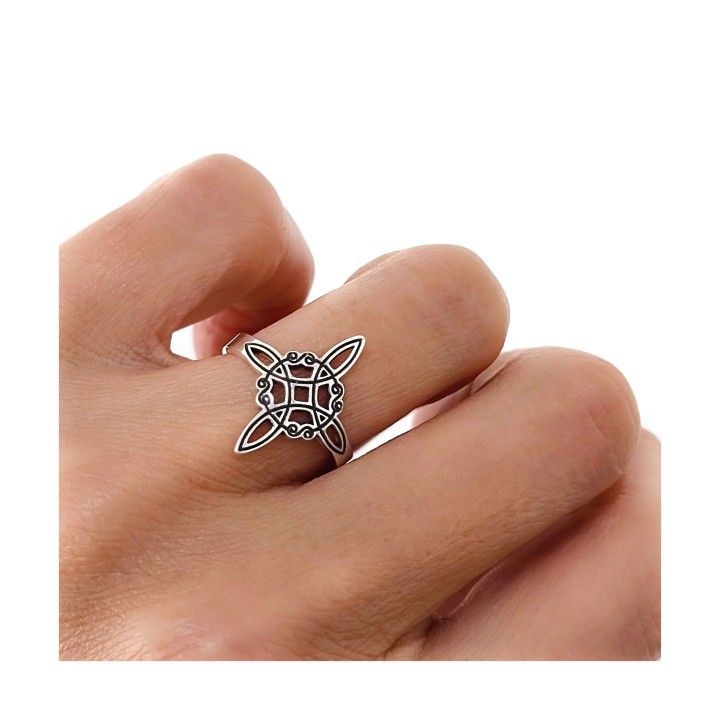 Anillo nudo de bruja de Plata de ley 925 envejecida_1