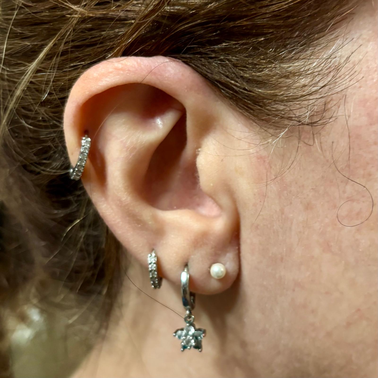 Pendientes bola Perla sintética 4mm en Plata de ley 925 6