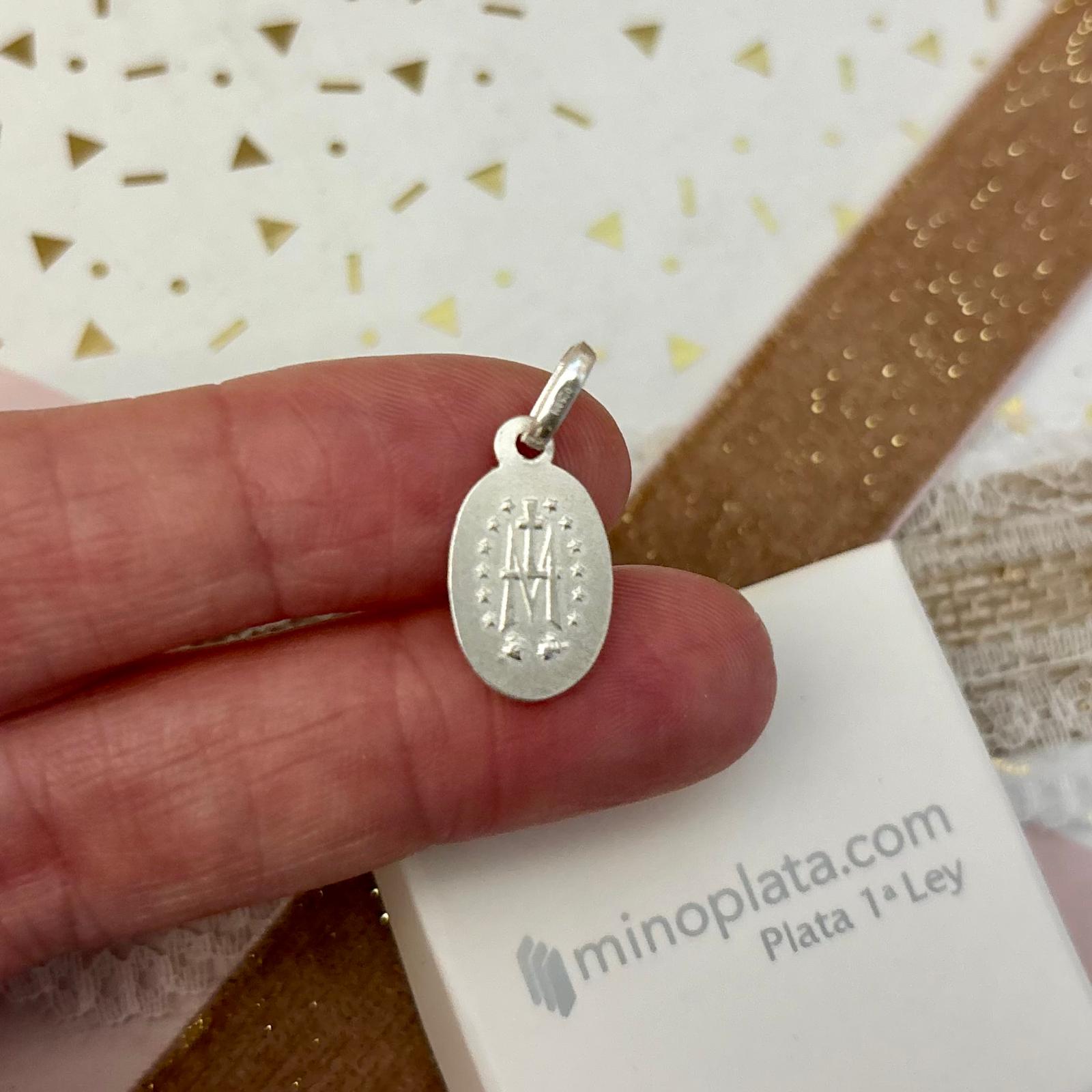 Medalla Virgen Milagrosa ovalada de Plata de ley 925 11x18mm 3