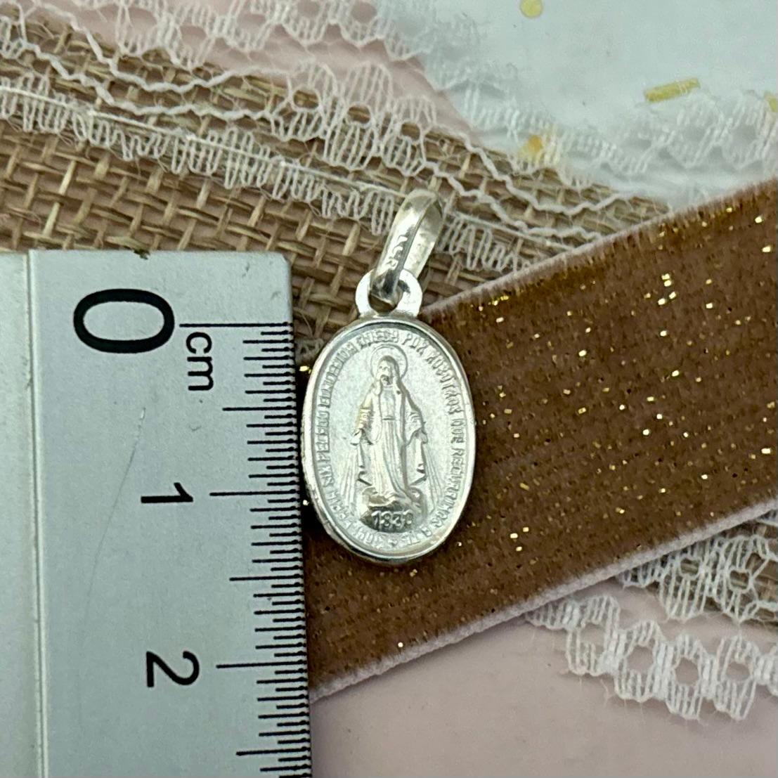 Medalla Virgen Milagrosa ovalada de Plata de ley 925 11x18mm 4