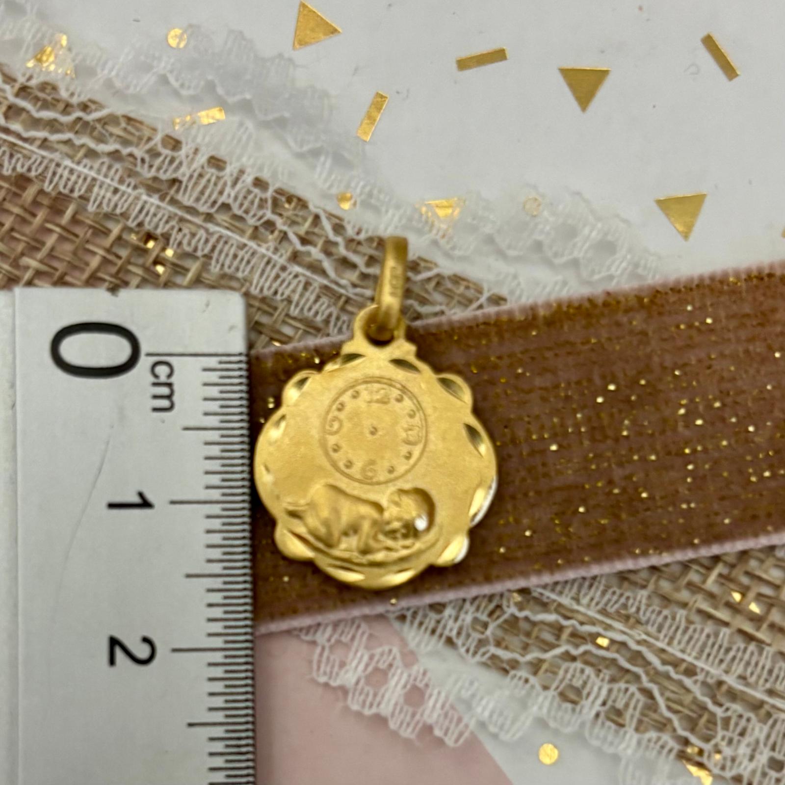 Medalla nacimiento reloj de Plata de ley chapada en Oro 16x20mm 3