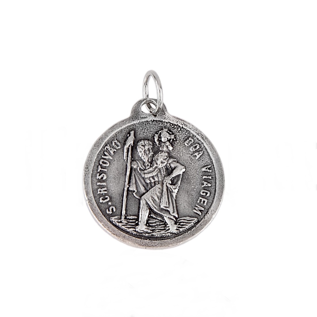 Medalla San Cristóbal de Plata de ley envejecida 22mm 1