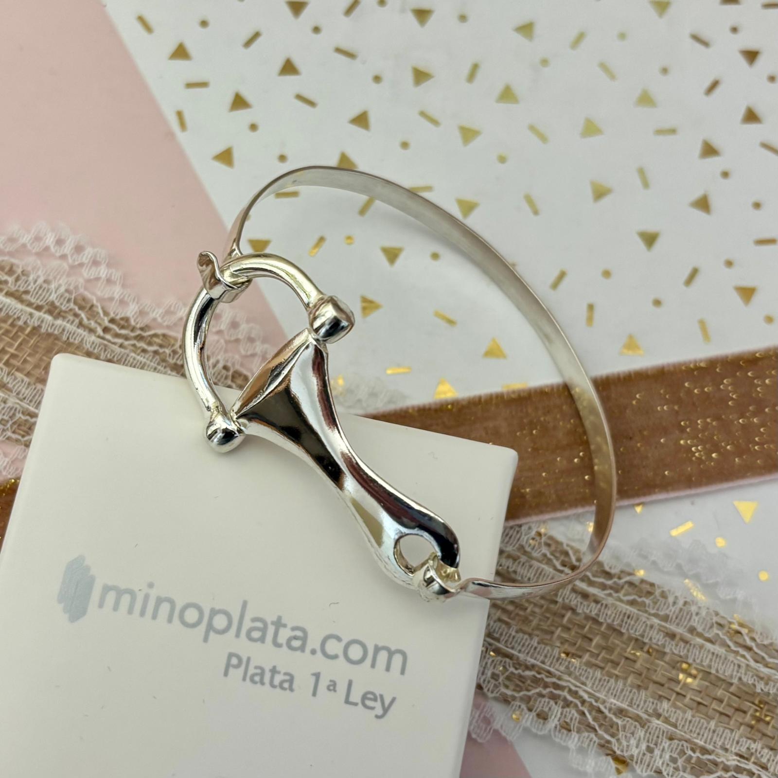 Pulsera brazalete estribo de Plata de ley 4
