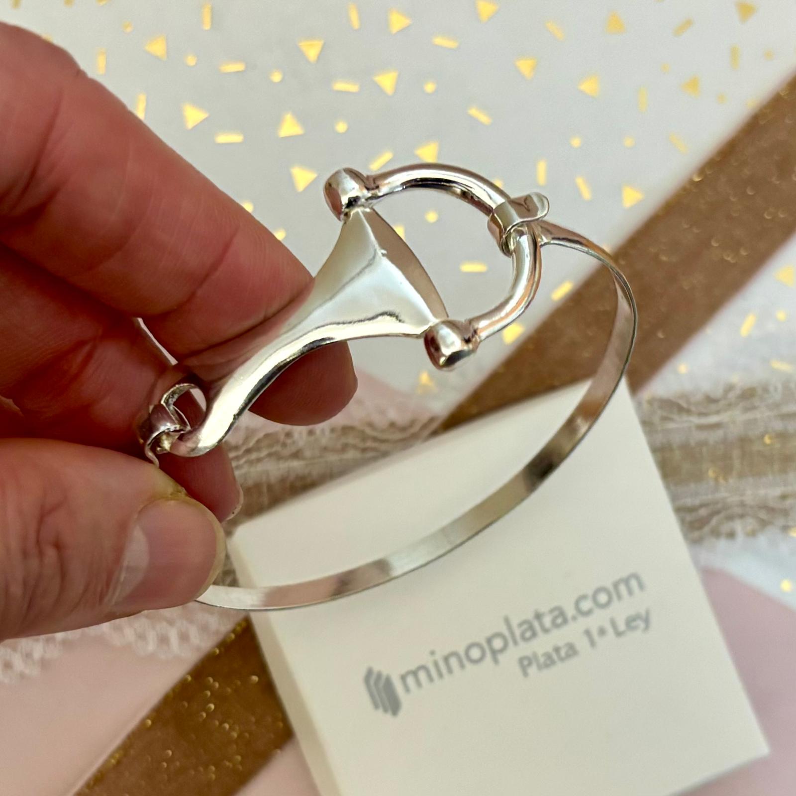 Pulsera brazalete estribo de Plata de ley 3