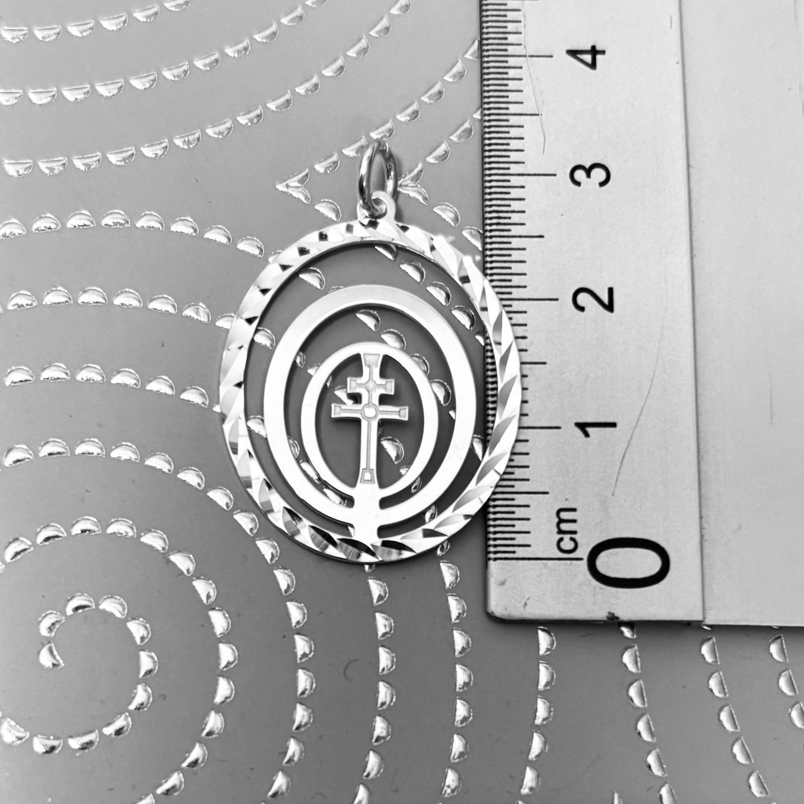 Colgante Cruz de Caravaca cerco tallado 22x26mm de Plata de ley 925 3