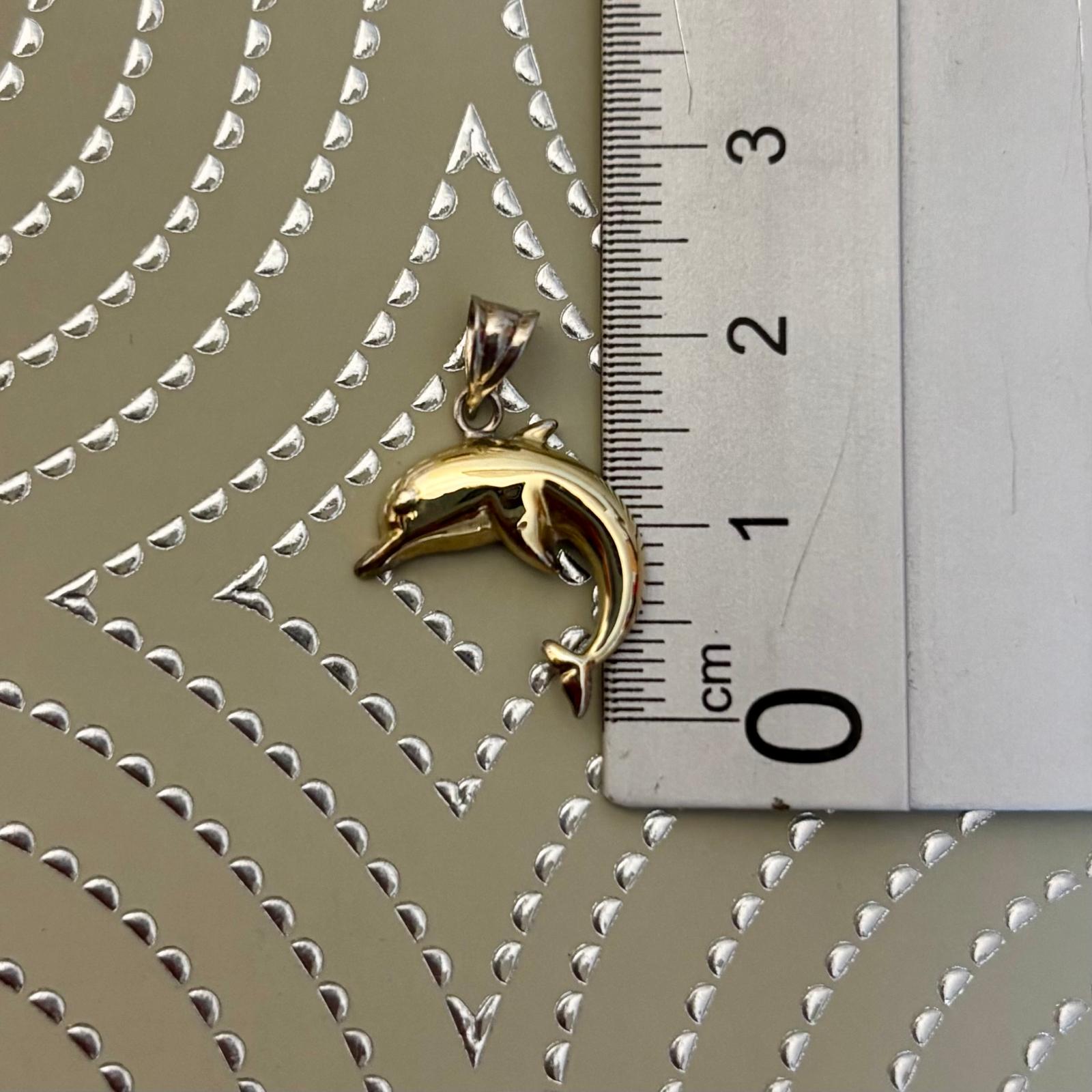 Colgante delfín de Plata de ley chapada en Oro bicolor 14x17mm 3