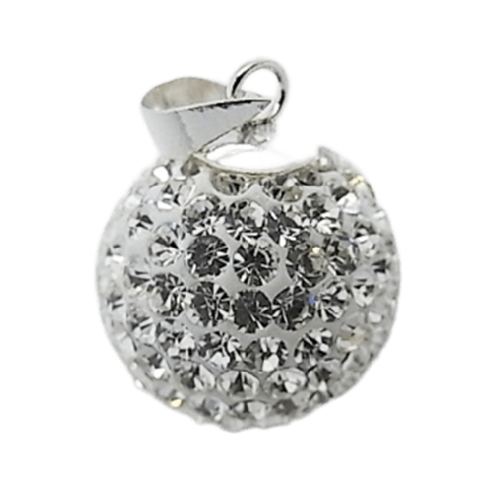 Llamador de Angel Cristal Blanco y Plata de ley 20 Mm.