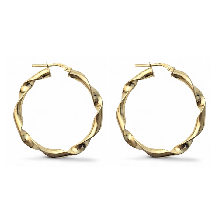 Pendientes aros reliados 20mm de Plata de ley chapada en Oro