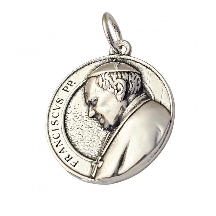 Colgante medalla Papa Francisco 25mm de Plata de ley 925