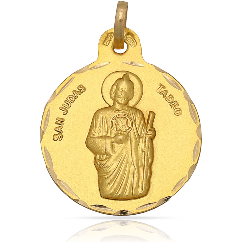 Medalla San Judas Tadeo 21mm de Plata de ley chapada en Oro