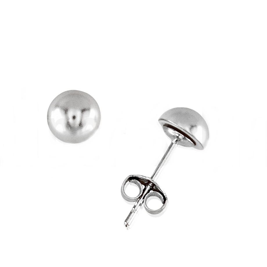 Pendientes media Perla 6mm sintética en Plata de ley 925