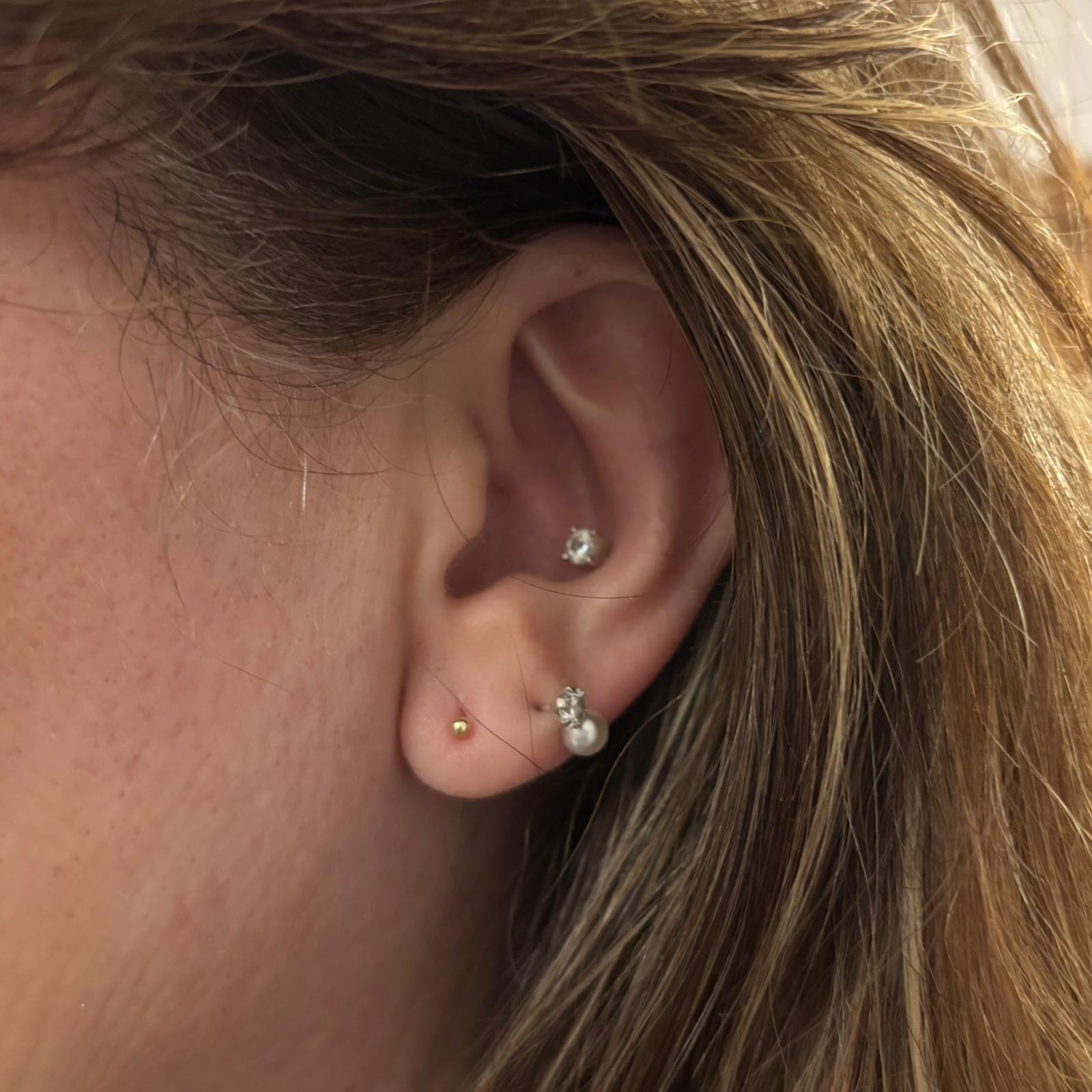 Pendientes bola lisa 2mm de Plata de ley 925 chapada en Oro 5