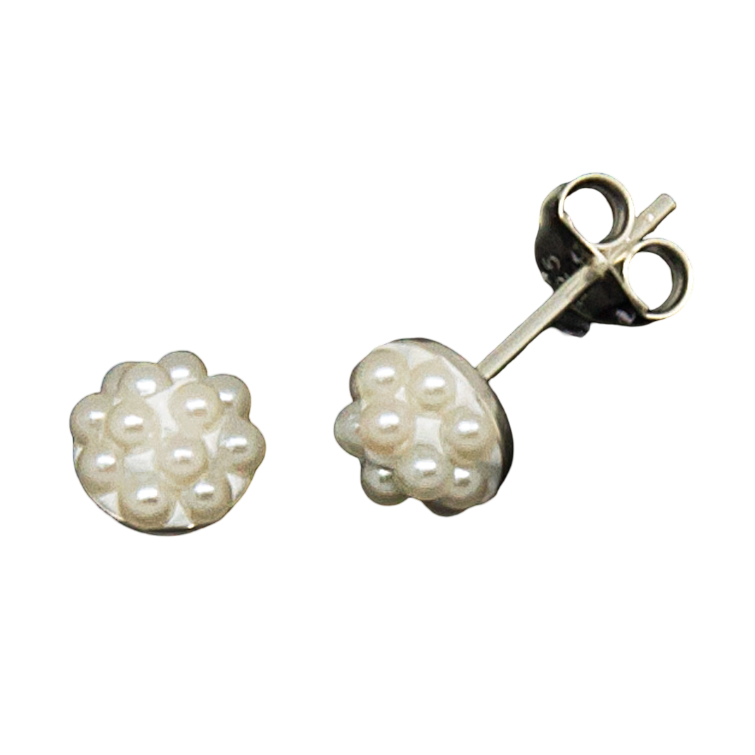 Pendientes microperlas 6mm de Plata de ley 925