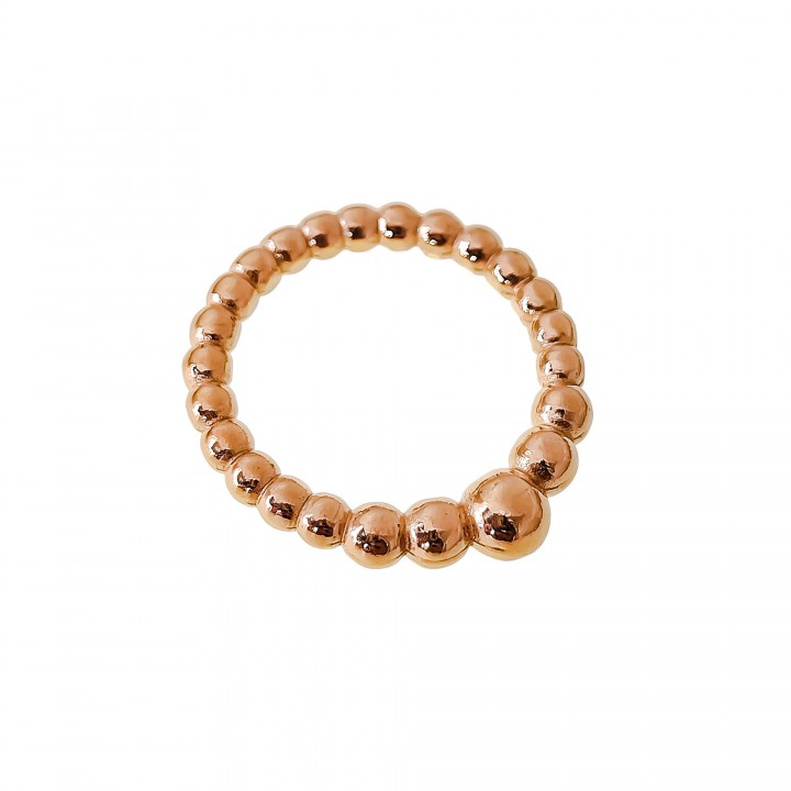 Anillo bolas de Plata de ley chapada en Oro