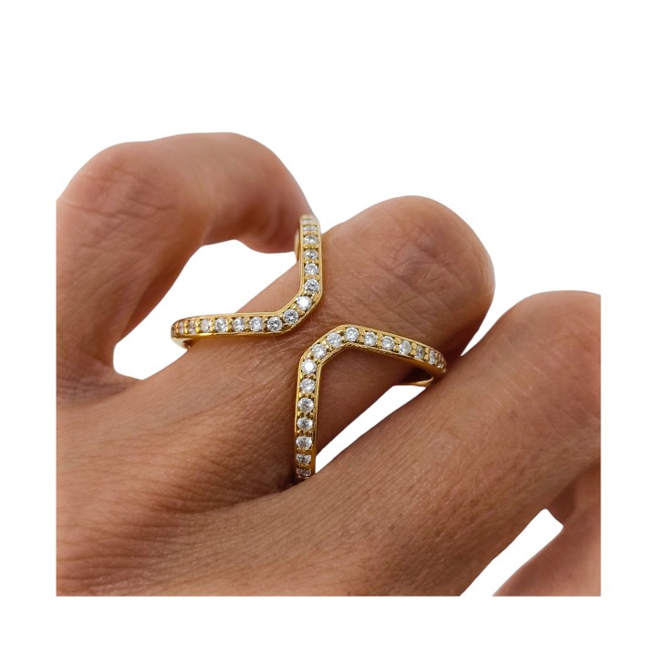 Anillo ajustable de Plata de ley chapada en Oro con Circonitas